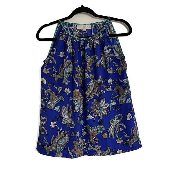 LOFT by ANN TAYLOR Women’s Petite Blue Paisley Halter Tank Top - Small Petite - Picture 4 of 11